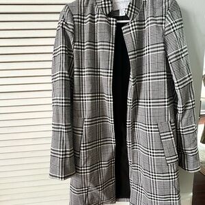 Black and White Plaid Coat